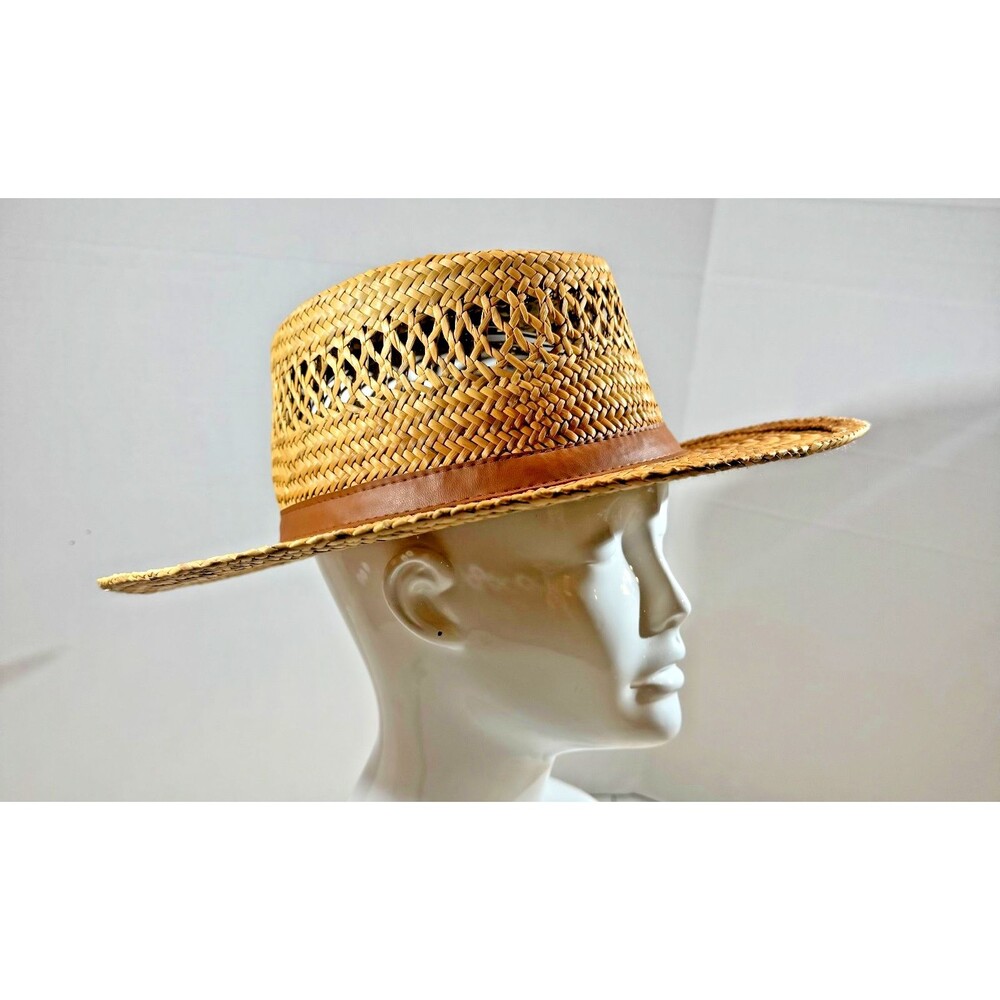 Vintage Summer Club Australia Rush Straw Sun Hat  gambler style gold kangaroo